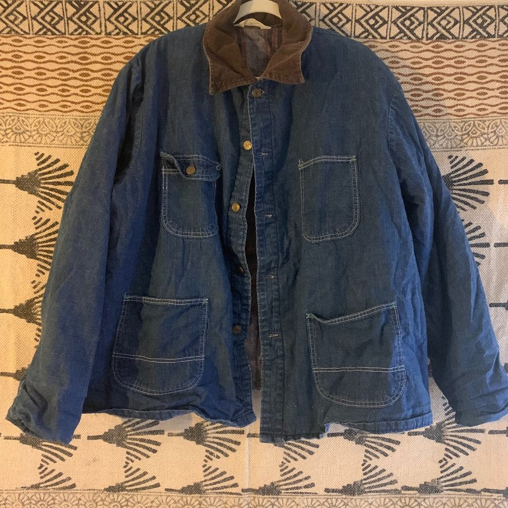 Rare Vintage 1960s/1970s Key Imperial Denim Chore Coat, Blanket-Lined